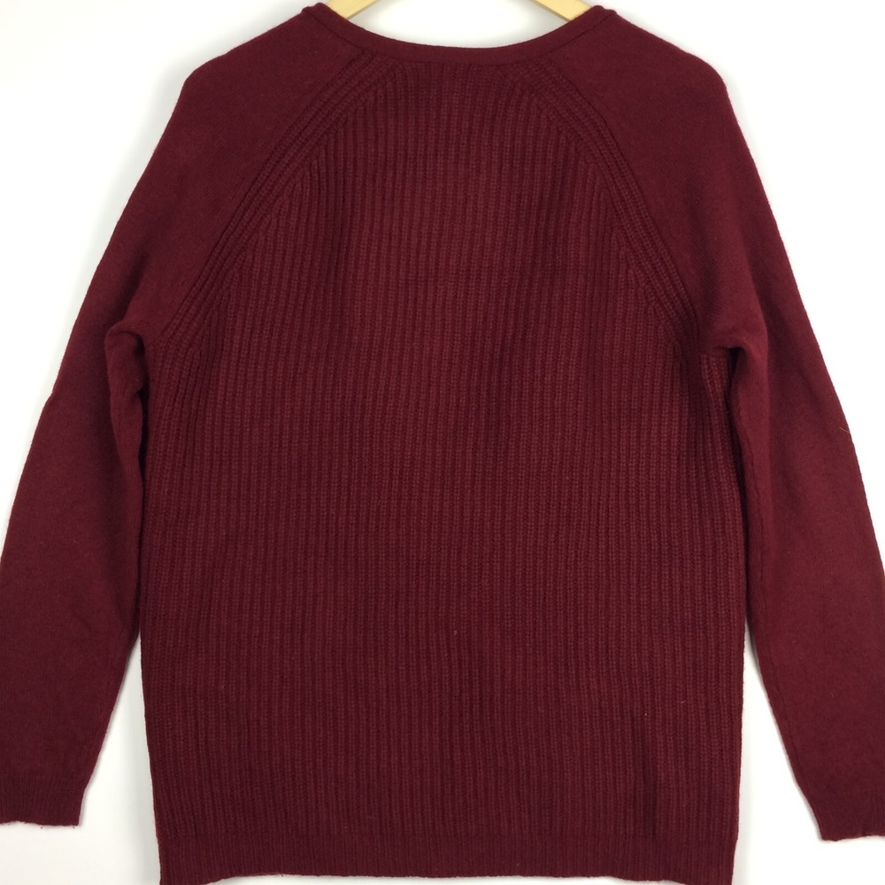 J Crew Sweater Womens Small Wool Burgundy Open Front Pockets Holidays Oversize‎ - Picture 11 of 16